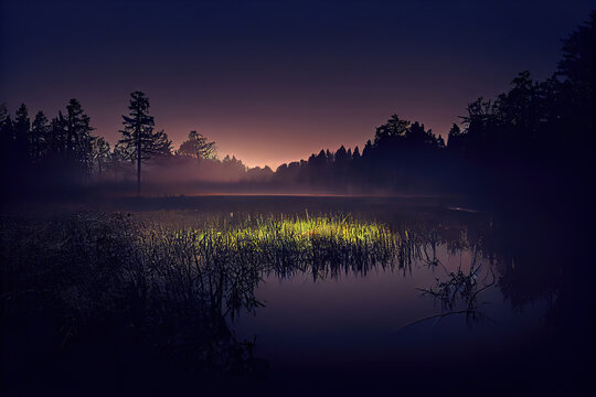 池、沼地、夜 © KK
