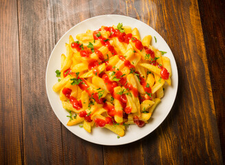 Patatas fritas con ketchup