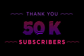 50 K  subscribers celebration greeting banner with Waves Design