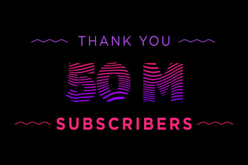 50 Million  subscribers celebration greeting banner with Waves Design