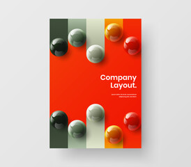 Vivid 3D balls book cover template. Clean brochure A4 design vector layout.