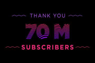 70 Million  subscribers celebration greeting banner with Waves Design