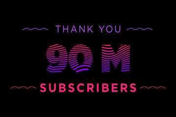 90 Million  subscribers celebration greeting banner with Waves Design