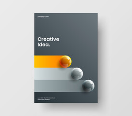 Premium realistic spheres corporate identity layout. Clean magazine cover A4 design vector illustration.