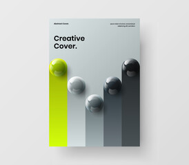 Minimalistic realistic spheres annual report concept. Geometric corporate brochure A4 design vector illustration.
