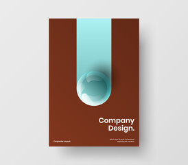 Trendy 3D balls leaflet layout. Multicolored magazine cover A4 design vector illustration.