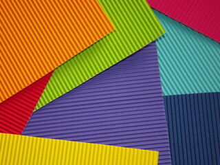 The corrugated surface is multicolored with parallel lines as a background black blue orange...