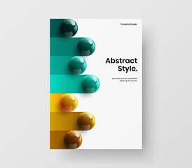 Bright realistic spheres booklet illustration. Vivid flyer design vector template.