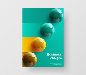 Modern postcard design vector illustration. Unique realistic balls company cover template.