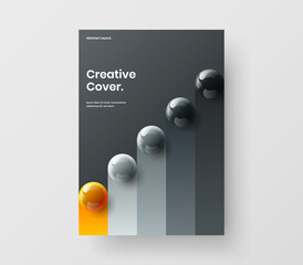 Amazing cover A4 design vector concept. Vivid realistic spheres booklet layout.