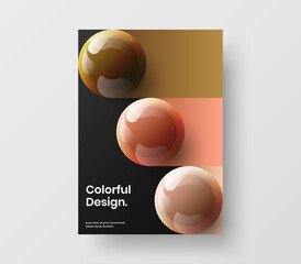 Premium pamphlet vector design illustration. Geometric realistic spheres corporate identity template.