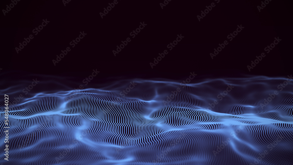 Aufkleber digital gradient blue wave on the dark background. the futuristic abstract of information ocean. ana