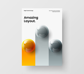 Premium realistic balls annual report concept. Colorful brochure design vector layout.