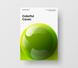 Minimalistic magazine cover design vector illustration. Creative realistic spheres banner concept.