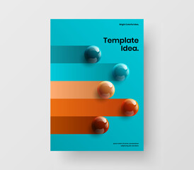 Multicolored 3D spheres corporate brochure layout. Geometric poster design vector concept.