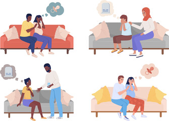 Reassuring semi flat color raster characters set. Sitting figures. Full body people on white. Simple cartoon style illustration for web graphic design and animation collection