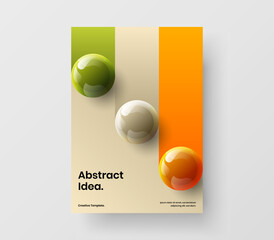 Vivid 3D balls handbill template. Multicolored corporate identity A4 design vector illustration.