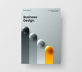 Simple 3D balls flyer layout. Unique front page A4 vector design concept.