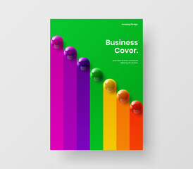 Fresh leaflet vector design concept. Unique realistic balls corporate identity layout.