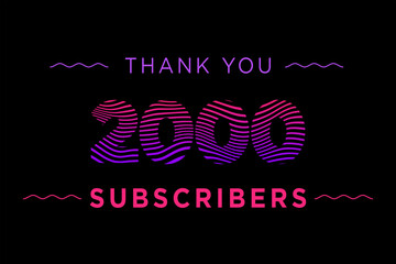 2000 subscribers celebration greeting banner with Waves Design
