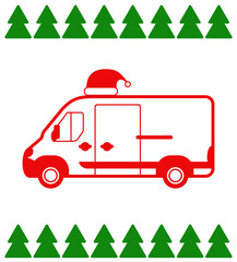 auto dostawcze, Boże Narodzenia, ilustracja świąteczna, dostawa - obrazy, fototapety, plakaty