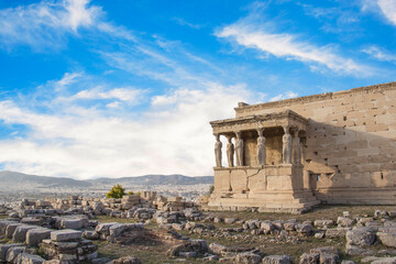Fototapeta na wymiar Beautiful view of the Acropolis and Erechtheion in Athens, Greece