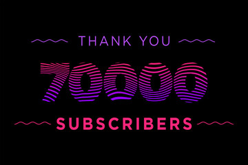 70000 subscribers celebration greeting banner with Waves Design