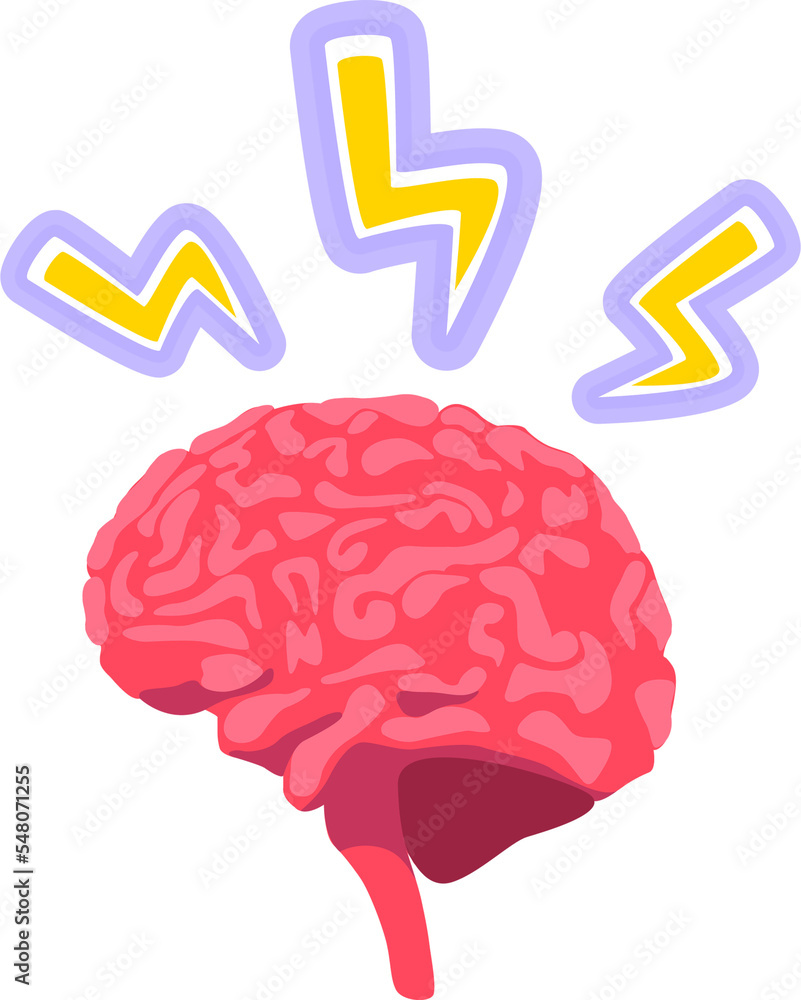 Poster brain in pain semi flat color raster object. extreme sensitivity. full sized item on white. strong h