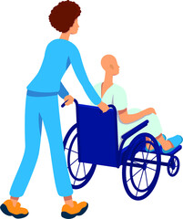 Obraz premium Nurse and cancer patient semi flat color raster characters. Full body people on white. Oncology nurse assistance simple cartoon style illustration for web graphic design and animation