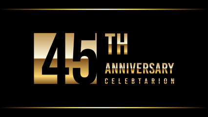 45 Years Anniversary Template Design Illustration With Gold Color Text