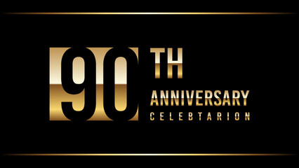 Obraz premium 90 Years Anniversary Template Design Illustration With Gold Color Text