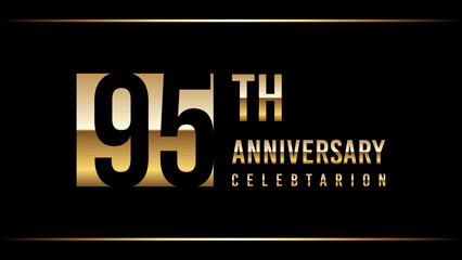 95 Years Anniversary Template Design Illustration With Gold Color Text