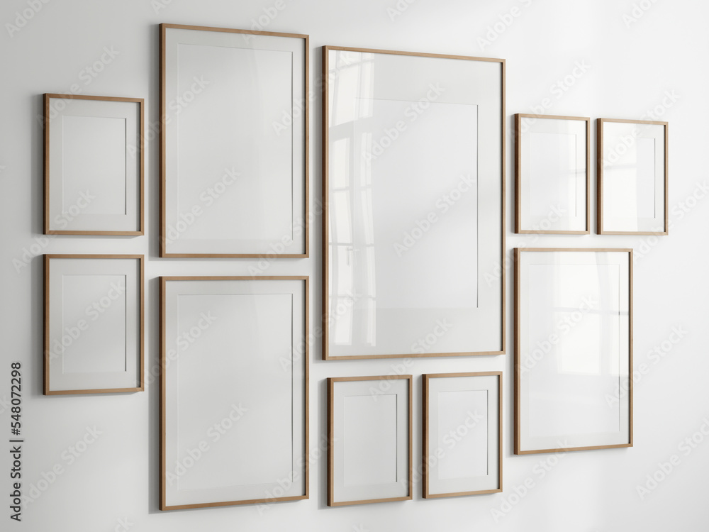 Wall mural gallery wall mockup, frames on the wall, minimalist frame mockup, poster mockup, photo frame mockup,