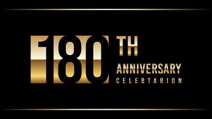180 Years Anniversary Template Design Illustration With Gold Color Text