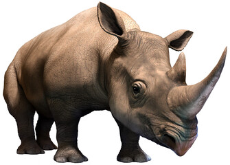 Black rhino standing 3D illustration	