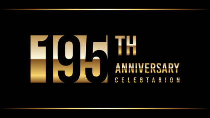 195 Years Anniversary Template Design Illustration With Gold Color Text