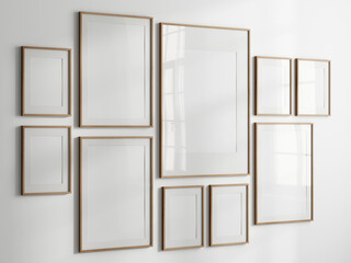 Gallery wall mockup, frames on the wall, minimalist frame mockup, Poster Mockup, Photo frame mockup, 3d render