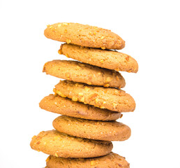 Cookies with peanuts isolated on white