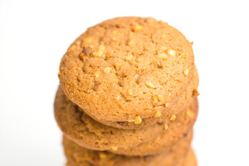 Cookies with peanuts isolated on white