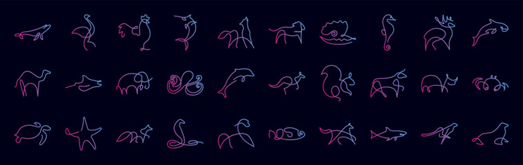 Animals one line nolan icon collections vector design
