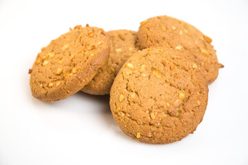 Cookies with peanuts isolated on white