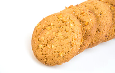 Cookies with peanuts isolated on white