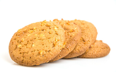 Cookies with peanuts isolated on white