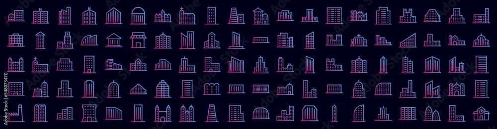 Poster building nolan icon collections vector design