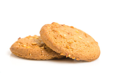 Cookies with peanuts isolated on white