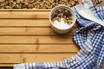 Healthy homemade chocolate muesli in a bowl