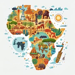Map of africa in flat style