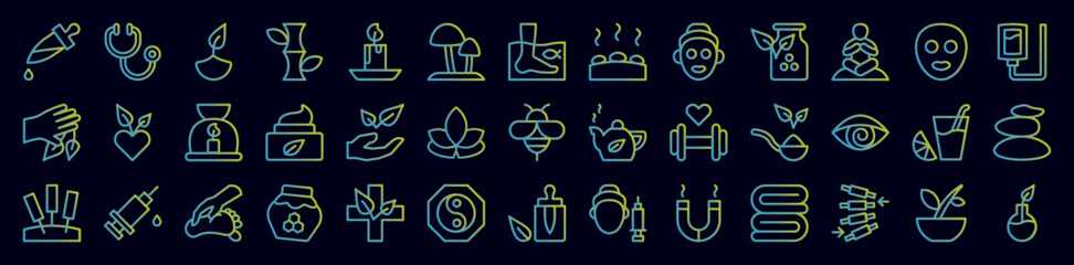 Alternative medicine nolan icons collection vector illustration design