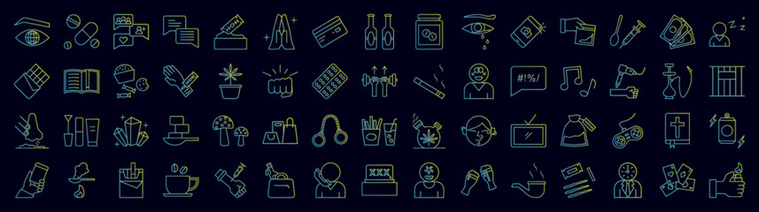 Addictions nolan icons collection vector illustration design