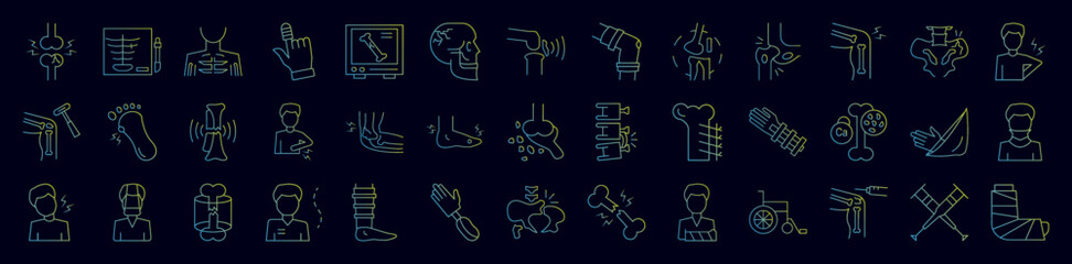 Bone fracture nolan icons collection vector illustration design